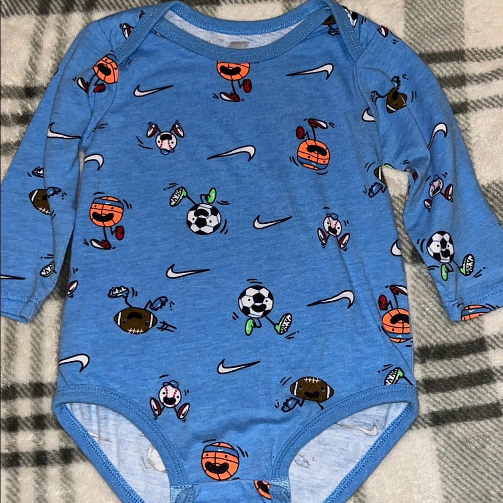 Nike Blue Long Sleeve Baby Onesie